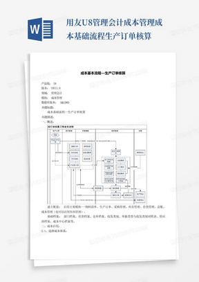 用友U8管理会计-成本管理-成本基础流程--生产订单核算