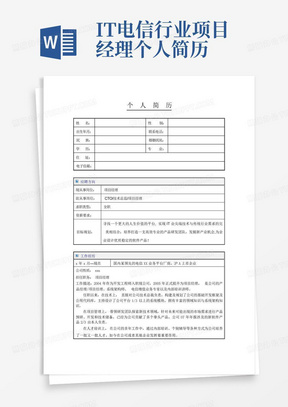 IT电信行业项目经理个人简历