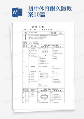 初中体育人教版八年级全一册第二章田径[体育教案-八下-51耐久跑：变速跑-王永强]