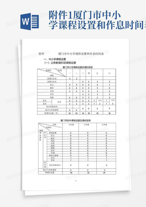 附件1厦门市中小学课程设置和作息时间表