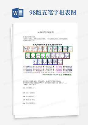 98版五笔字根表图