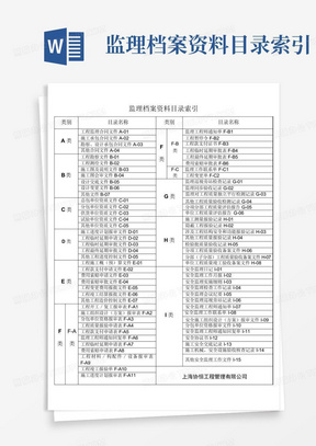 监理档案资料目录索引