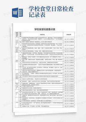 学校食堂日常检查记录表