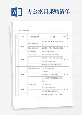 办公家具采购清单