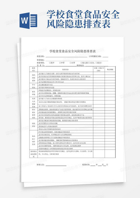 学校食堂食品安全风险隐患排查表