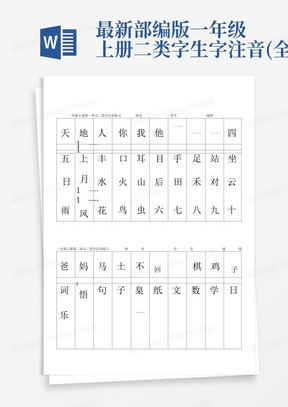 最新部编版一年级上册二类字生字注音(全)