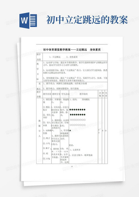 初中体育课堂教学教案——立定跳远身体素质