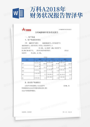 万科A2018年财务状况报告-智泽华