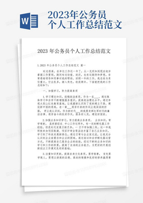 2023年公务员个人工作总结范文