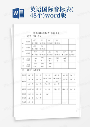 英语国际音标表(48个)word版