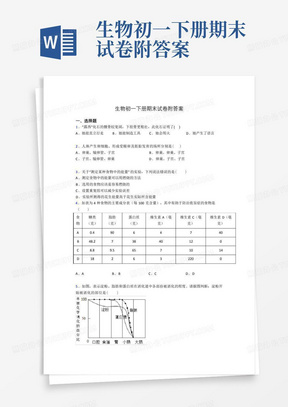 生物初一下册期末试卷附答案