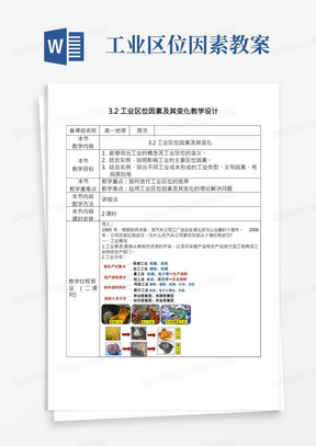 工业区位因素及其变化(教学设计)高一地理同步教学设计(人教版2019必修第二册)