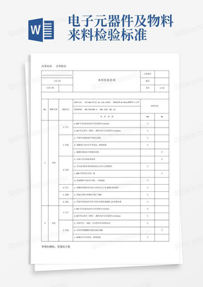 电子元器件及物料来料检验标准