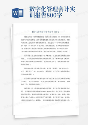 数字化管理会计实训报告800字