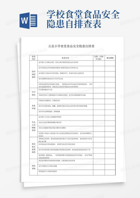 学校食堂食品安全隐患自排查表