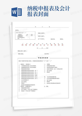 纳税申报表及会计报表封面