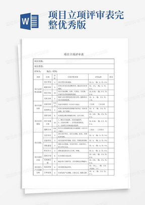 项目立项评审表完整优秀版