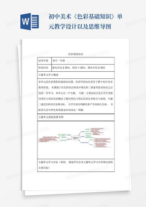 初中美术《色彩基础知识》单元教学设计以及思维导图