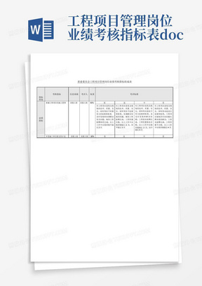 工程项目管理岗位业绩考核指标表.doc