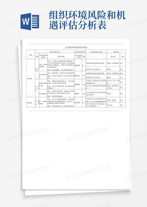 组织环境风险和机遇评估分析表