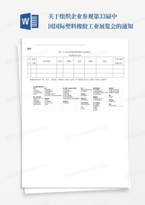 关于组织企业参观第33届中国国际塑料橡胶工业展览会的通知