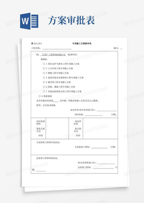 专项施工方案报审表及审批表