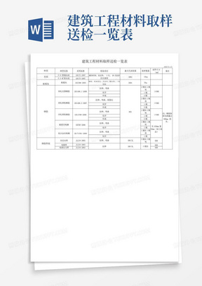 建筑工程材料取样送检一览表