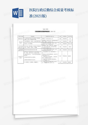 医院行政后勤综合质量考核标准(2021版)