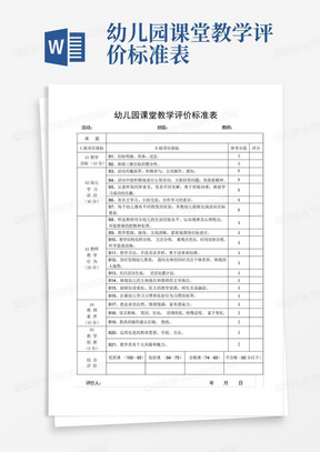 幼儿园课堂教学评价标准表