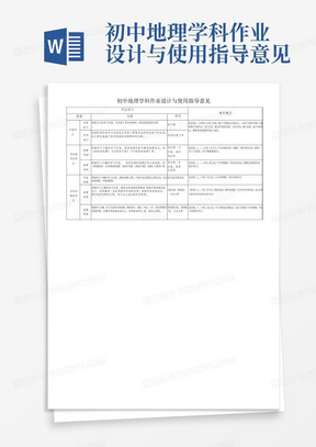 初中地理学科作业设计与使用指导意见