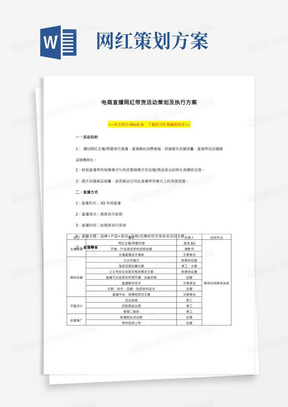 抖音电商网红直播带货活动策划及执行方案范本