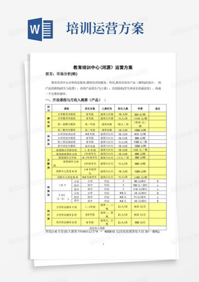 教育培训中心运营方案