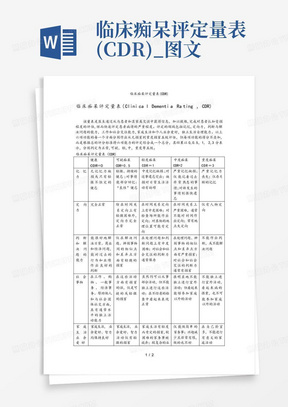 临床痴呆评定量表(CDR)_图文