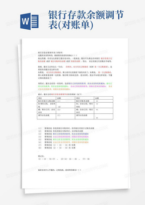 银行存款余额调节表(对账单)