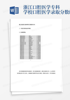 浙江口腔医学专科学校口腔医学录取分数线