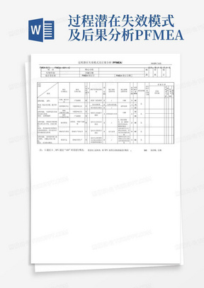 过程潜在失效模式及后果分析PFMEA