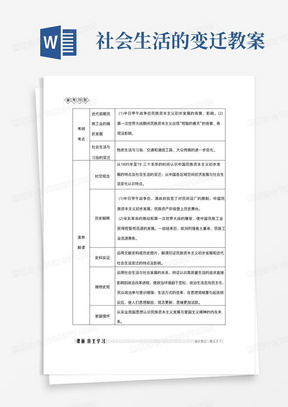 社会生活的变迁教案/新人教版版高考历史复习阶段七近代中国的觉醒与探索课时近代前期民族工业的曲折发展与社会生活的变迁教案