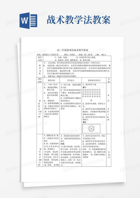 战术教学法教案/高二年级篮球技战术教学教案