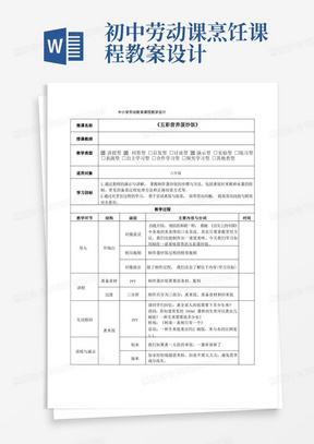 初中劳动课烹饪课程教案设计/八年级劳动五彩营养蛋炒饭教学设计