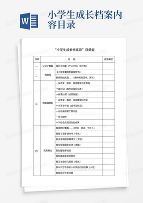 小学生成长档案内容目录