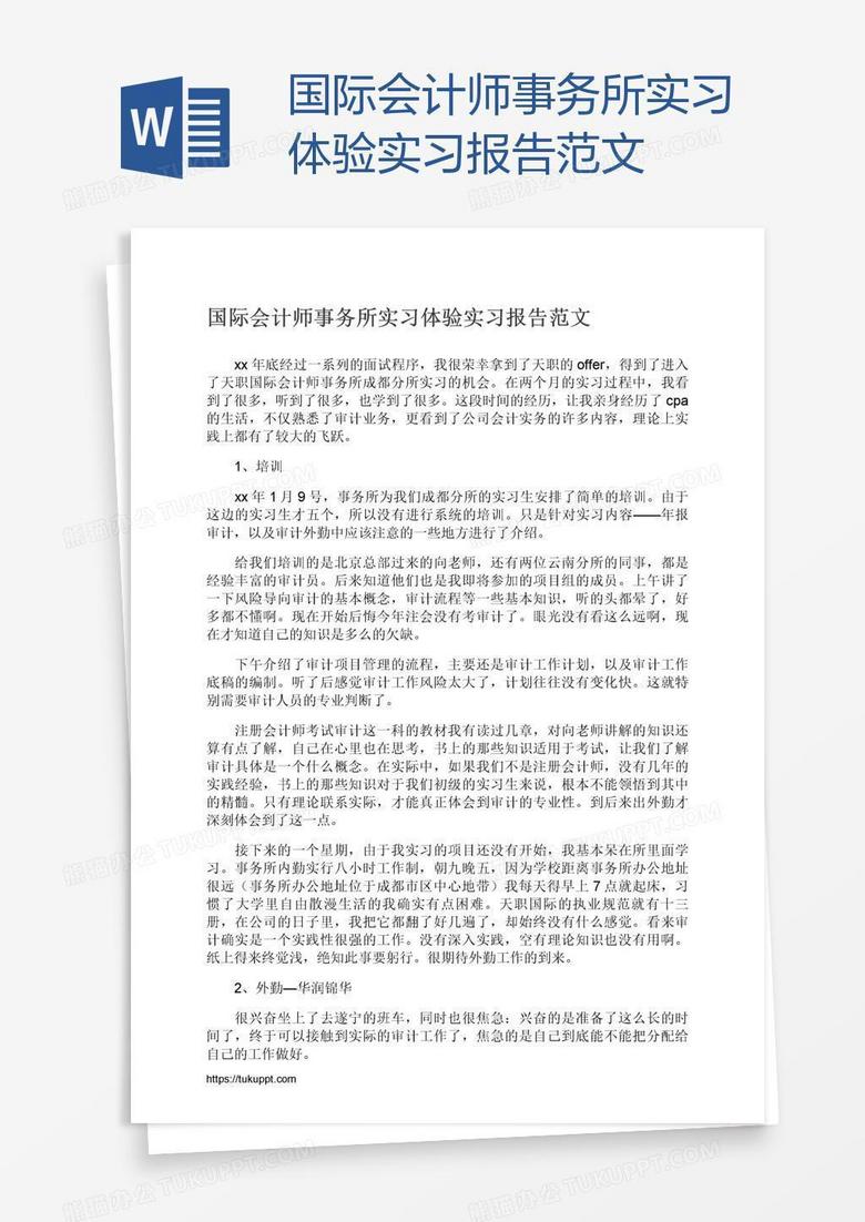 国际会计师事务所实习体验实习报告范文