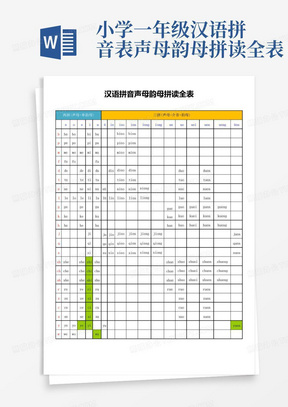 小学一年级汉语拼音表声母韵母拼读全表