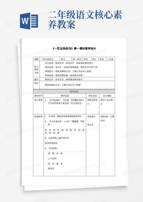 (核心素养)统编版语文二年级下册《一匹出色的马》第一课时教学设计