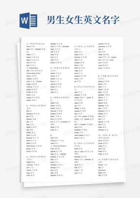 男生女生英文名字