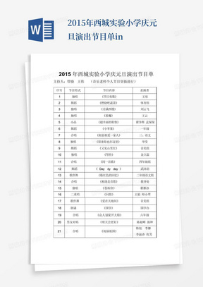 2015年西城实验小学庆元旦演出节目单xin