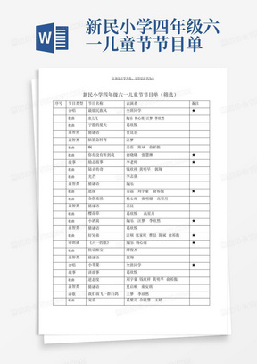 新民小学四年级六一儿童节节目单