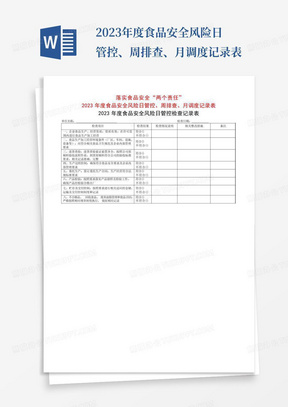 2023年度食品安全风险日管控、周排查、月调度记录表