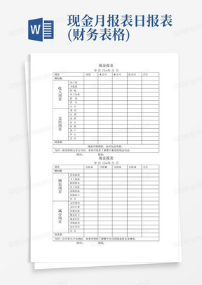 现金月报表日报表(财务表格)