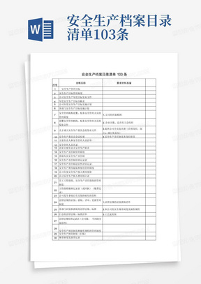 安全生产档案目录清单103条