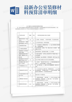 最新办公室装修材料预算清单明细